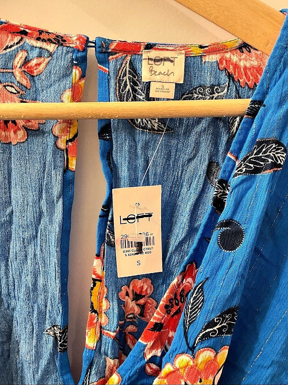 Loft beach Floral Wrap Mini Dress in Blue Size Small NWT - Picture 3 of 3